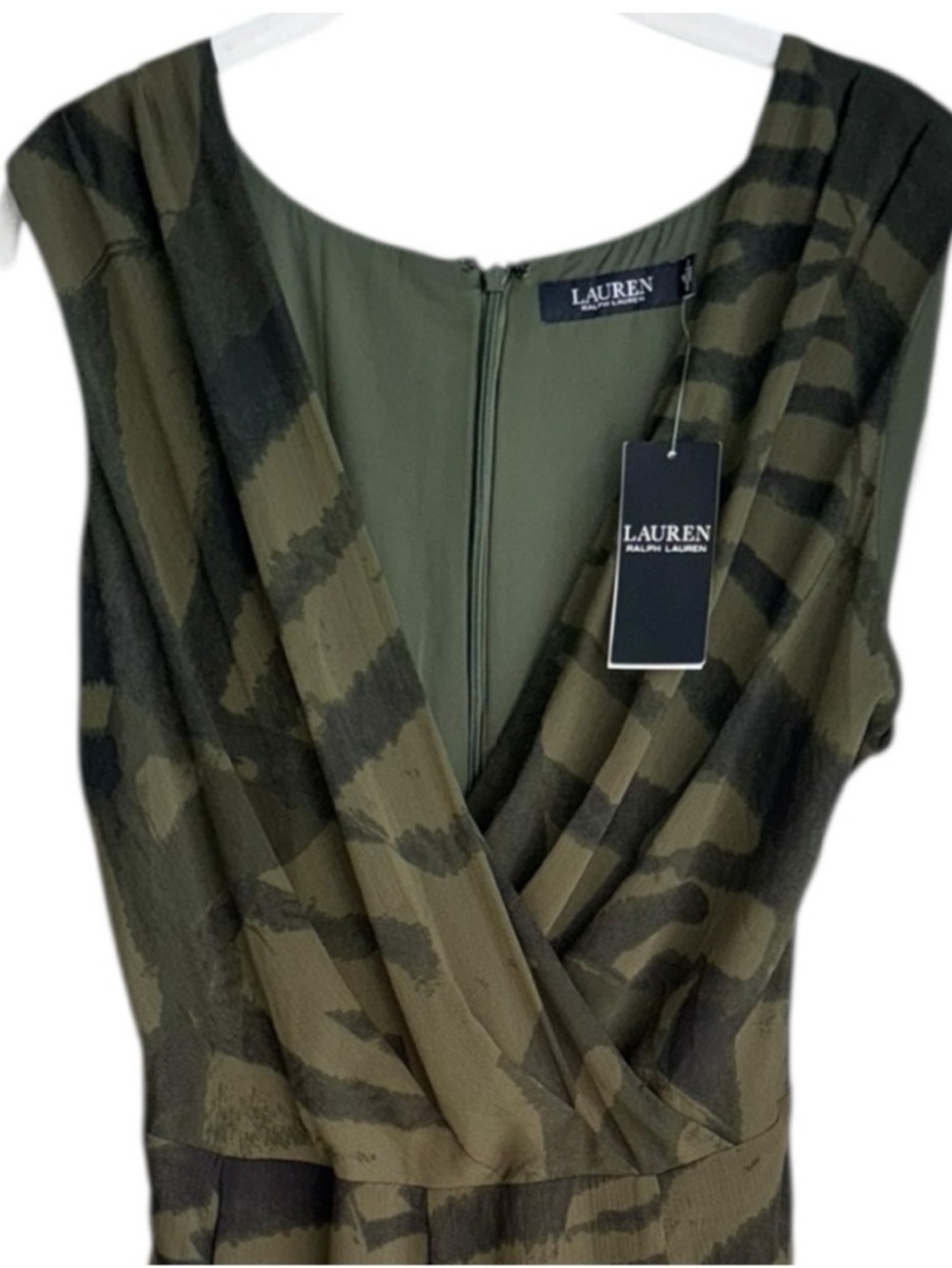 Lauren Ralph Lauren Green Midi Dress NWT Size 16 Fit & Flare - Picture 9 of 12